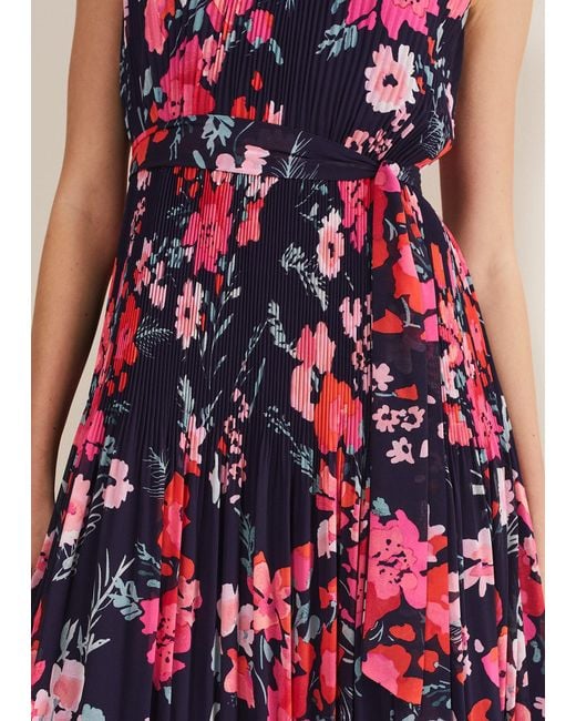Phase Eight Pink 's Tillie Floral Pleated Midi Dress