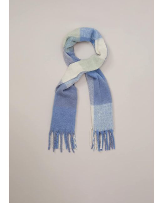 Phase Eight Blue Oversized Check Brushed Scarf