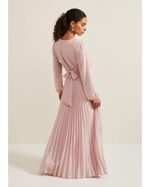 Phase Eight Pink Petite Alecia Pleated Maxi Dress
