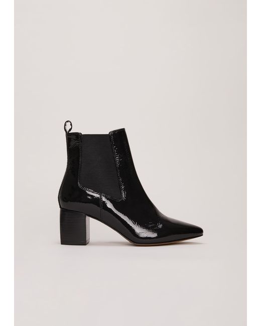 Phase Eight 's Black Leather Patent Ankle Boots
