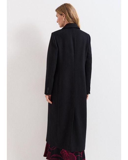 Phase Eight Black Petite Lydia Long Wool Coat