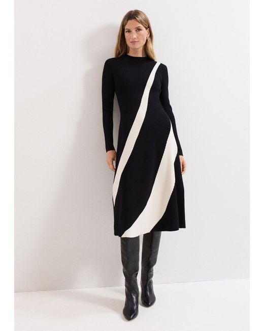 Phase Eight Multicolor Julie Fit And Flare Colourblock Knit Dress