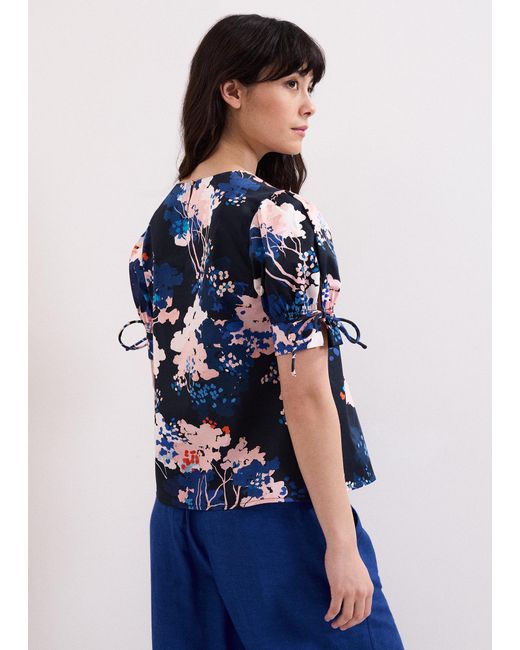 Phase Eight Blue Caris Printed Cotton Blouse