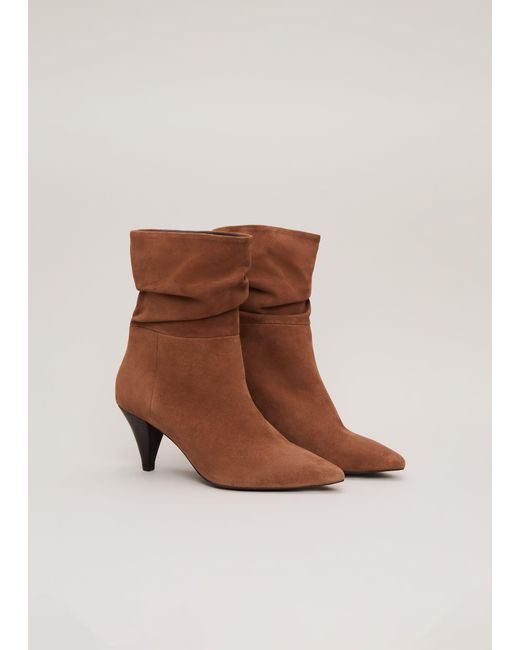 Phase Eight Brown Suede Cone Heel Western Boot