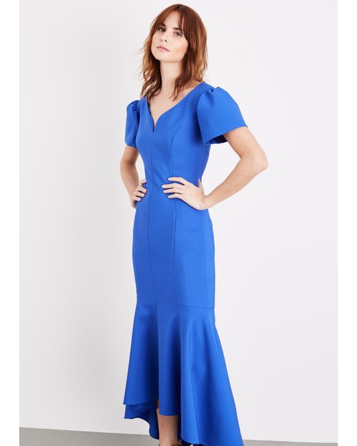 Damsel In A Dress Blue 's Maddi Bardot Maxi Dress