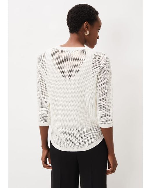 Phase Eight White Tanah Honeycomb Stitch Knit