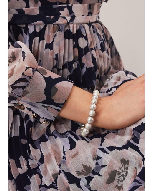 Phase Eight Metallic Pearl And Bead Stretch Bracelet