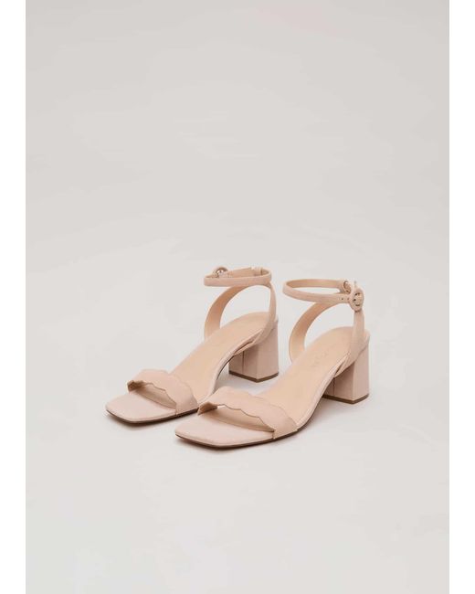 Phase Eight Natural 's Suede Scallop Block Heel
