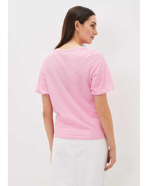 Phase Eight Pink Elspeth Cotton Puff Sleeve Top