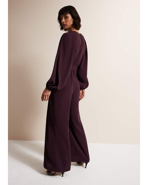 Phase Eight Red 's Angelina Burgundy Wide Leg Jumpsuit