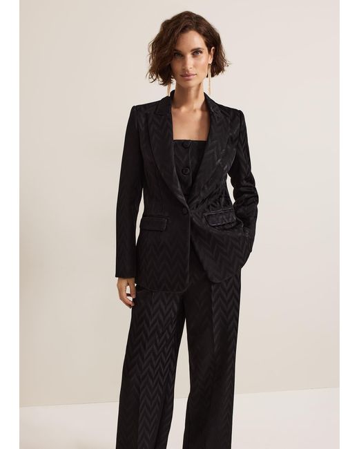 Phase Eight Black Adalynn Fitted Jacquard Suit Jacket