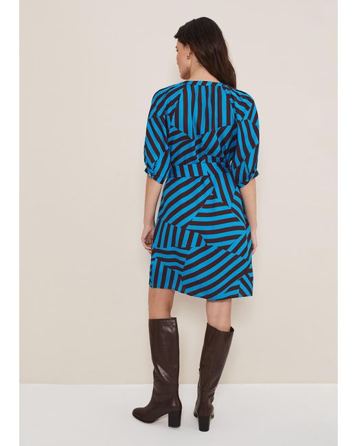 Phase Eight Blue Rosella Striped Mini Dress