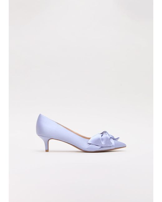 Phase Eight White Satin Knot Front Kitten Heel