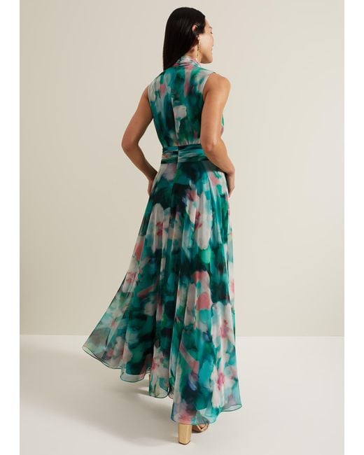 Phase Eight Blue Lucinda Chiffon Print Maxi Dress