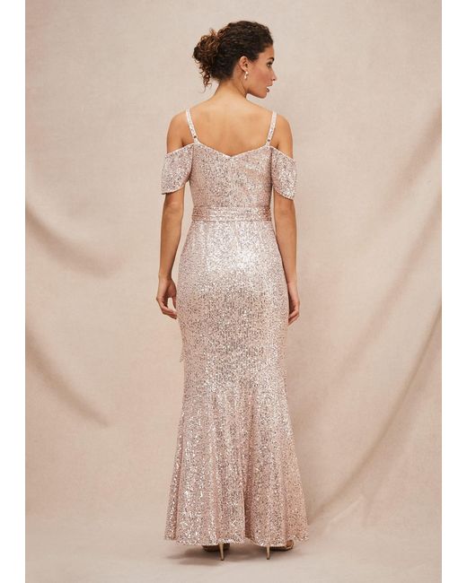Phase Eight Natural Poppy Off The Shoulder Sequin Dress