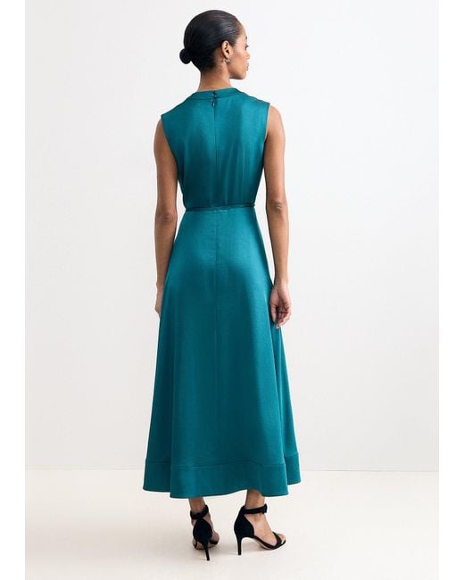 Phase Eight Blue Sabrianna Satin Cowl Neck Midi Dress