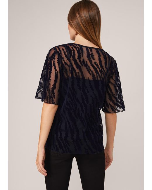Phase Eight Black Harriet Textured Flock Top