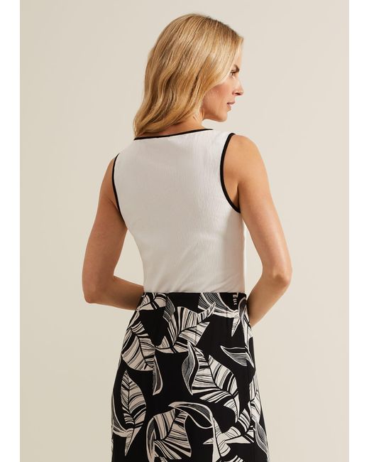 Phase Eight White Rylan Contrast Detail Vest Top