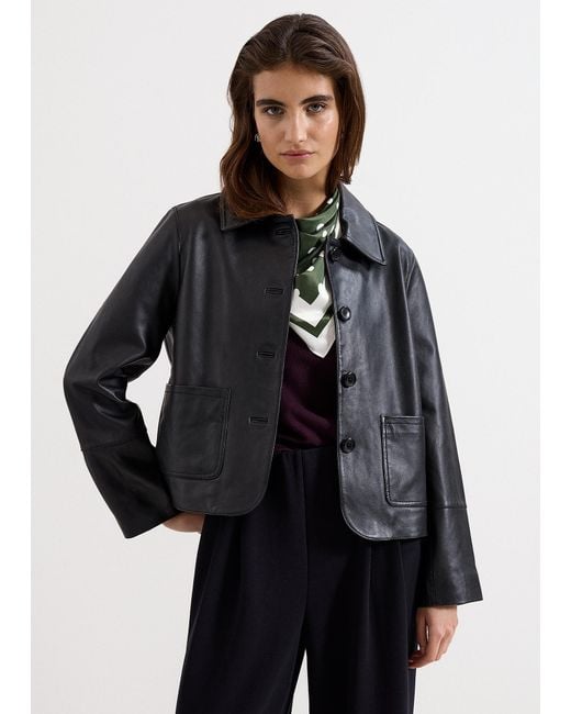 Phase Eight Black Pippa Real Leather Jacket