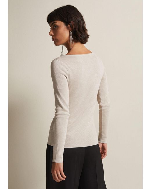 Phase Eight Natural 's Ciara Cut Out Lurex Knitted Top