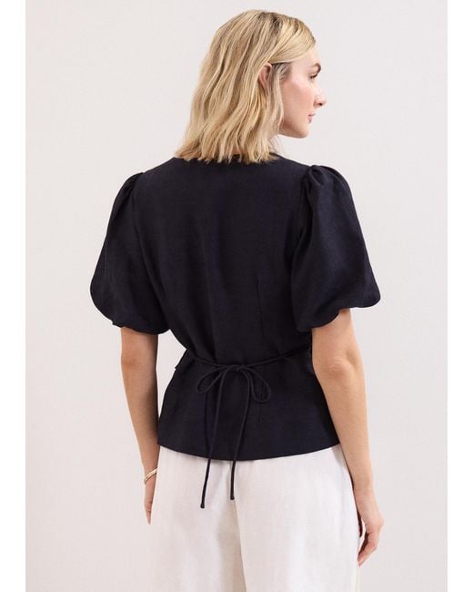 Phase Eight Blue Audrey Linen Blouse