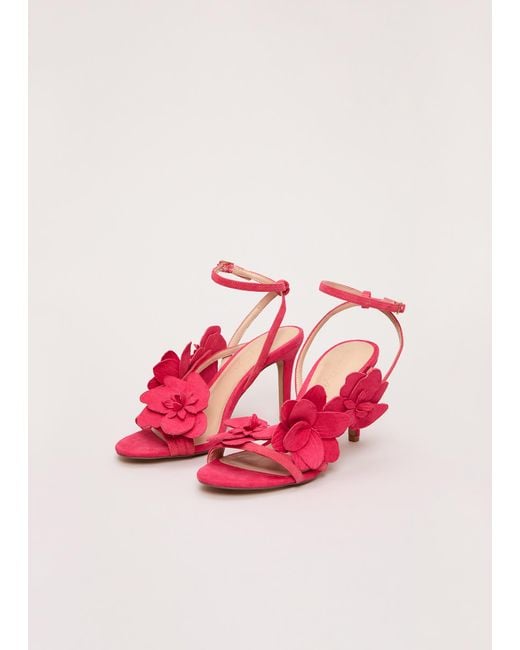 Phase Eight Pink Statement Floral Heeled Sandal