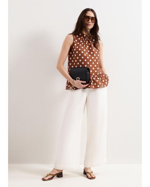 Phase Eight Brown Indie Polka Dot Blouse