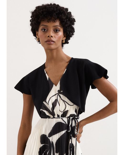Phase Eight Black Myra Flutted Sleeve Shrug