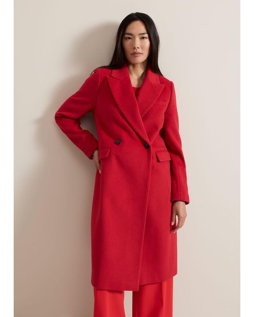 Phase Eight Red Skye Double Breasted Midaxi Wool Coat