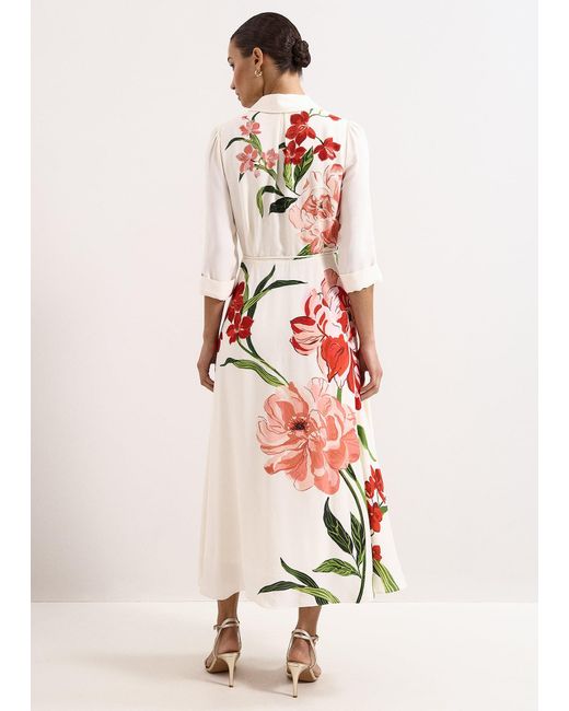 Phase Eight White Petite Anabella Floral Shirt Midi Dress