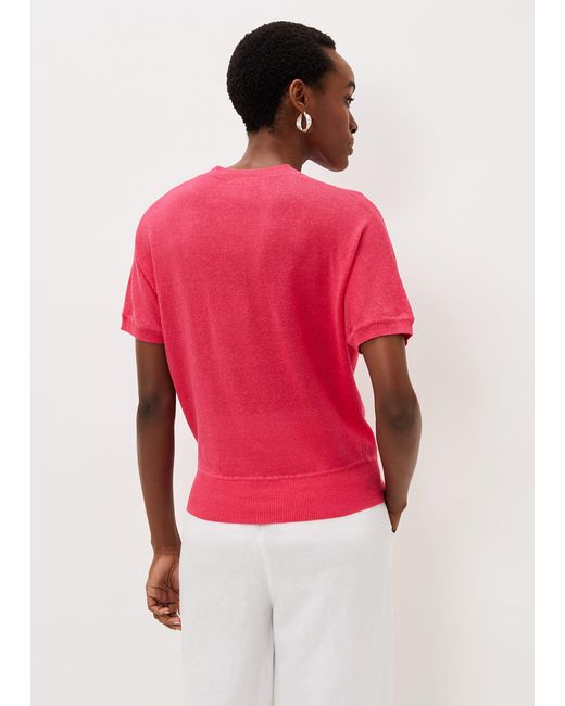 Phase Eight Red Josie Linen Knit Top
