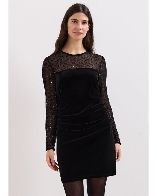 Phase Eight Black Amberose Velvet Mini Dress