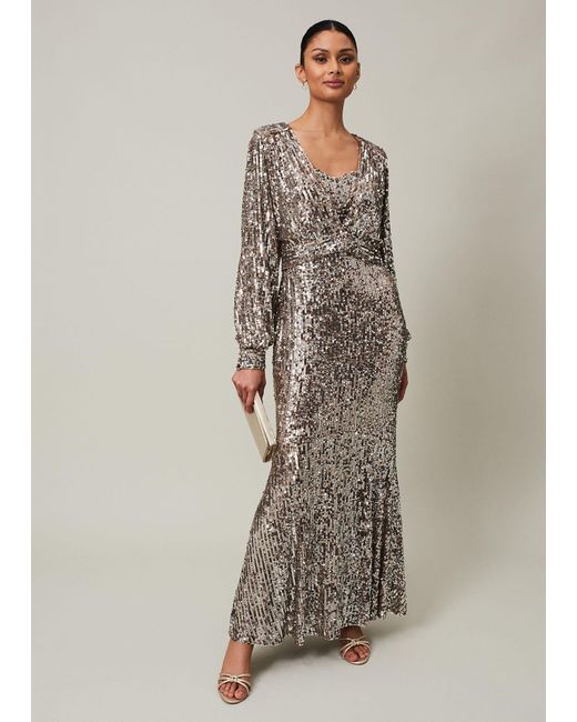 Phase Eight Metallic 's Thalia Sequin Maxi Dress