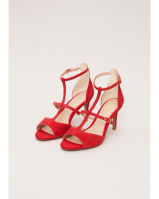 Phase Eight Red T Bar Sandals