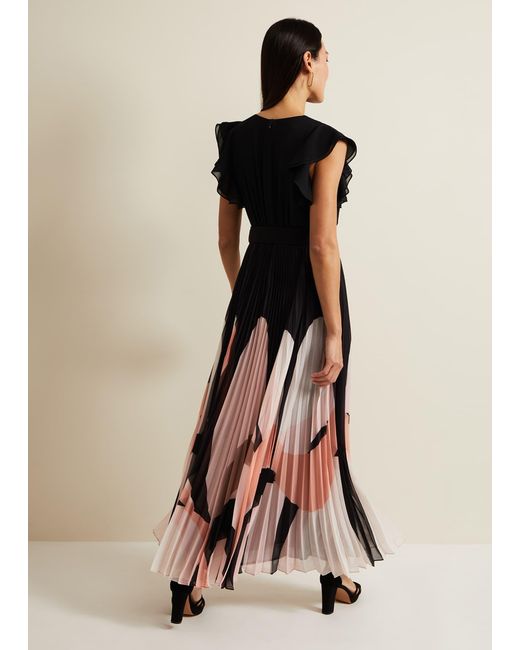 Phase Eight Natural Isla Printed Skirt Ruffle Top Maxi Dress