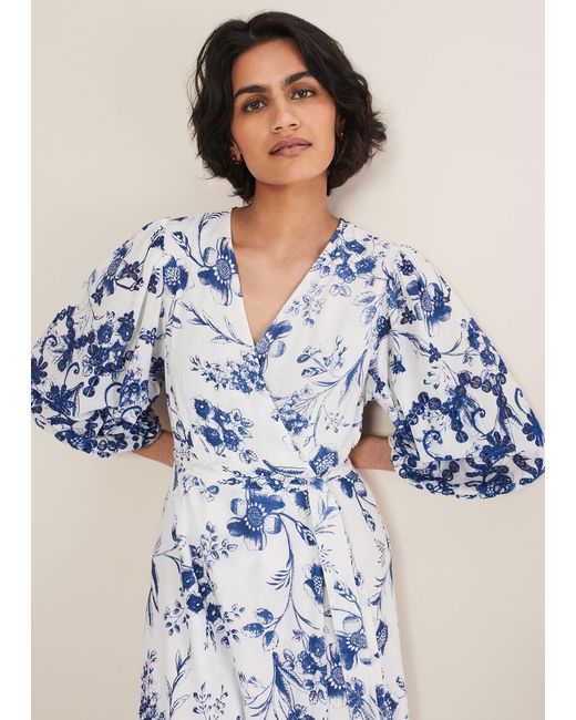 Phase Eight Blue 's Abriella Floral Broderie Midi Dress