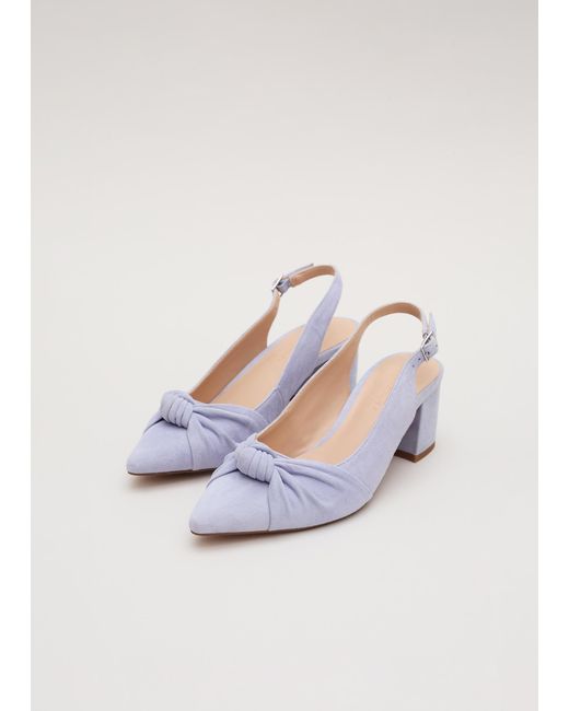 Phase Eight White Knot Front Block Heel Slingback