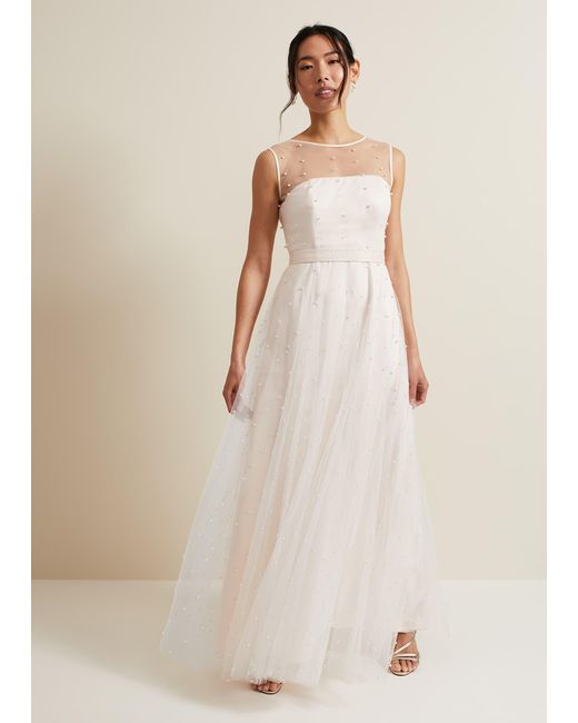 Phase Eight Multicolor Old Rose Genova Beaded Wedding Dress
