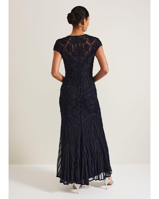 Phase Eight Blue 's Luana Tapework Maxi Dress