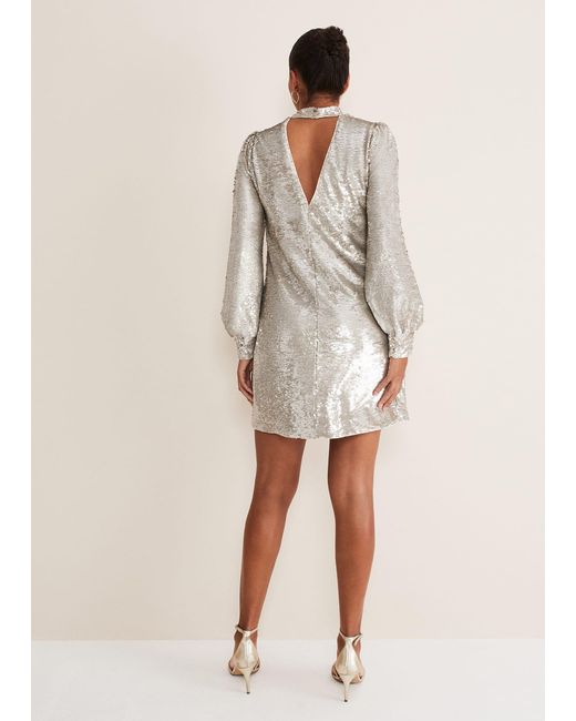 Phase Eight Natural Zia Sequin Mini Dress