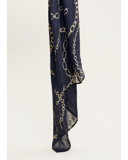 Phase Eight Blue Chain Print Scarf