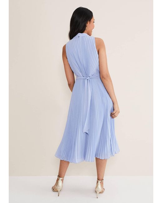 Phase Eight Blue Petite Simara Pleated Midi Dress