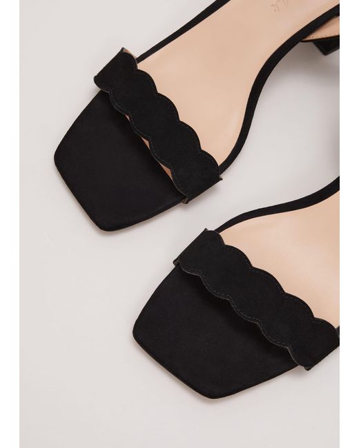 Phase Eight Black 's Suede Scallop Block Heel