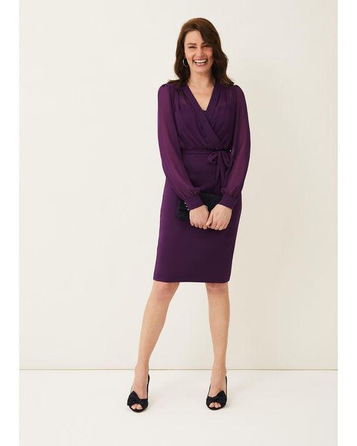 Phase Eight Purple Sian Scuba Dress