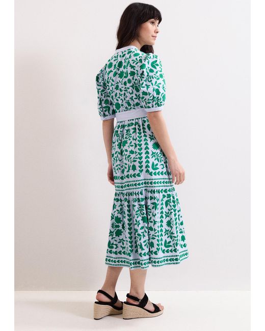 Phase Eight Green Trinity Heart And Floral Midi Shirt Dress