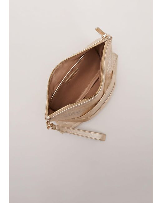 Phase Eight Natural 's Leather Crossover Detail Clutch Bag