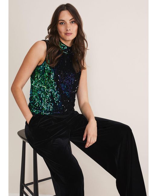 Phase Eight Black Tasha Sequin Sleeveless Top