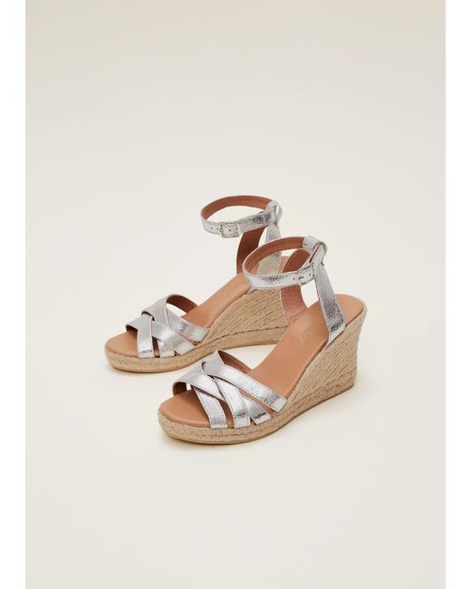 Phase Eight Natural Leather Strappy Espadrilles