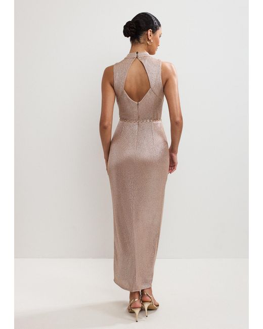 Phase Eight Natural Libby Metallic Jersey Maxi Dress