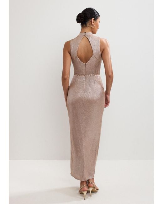 Phase Eight Natural Libby Metallic Jersey Maxi Dress